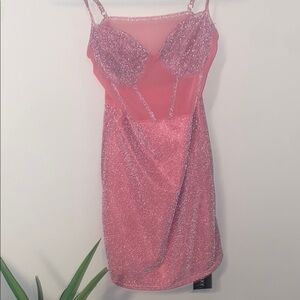 Elegant Pink Glitter Mini Dress